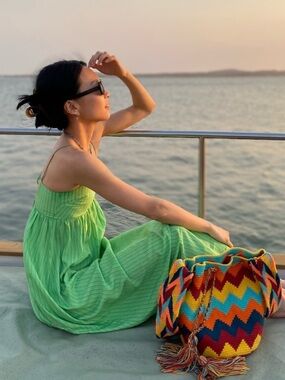 green emerald velvet dress Zara Blue Stripe Ruffle V-Neck Maxi Dress